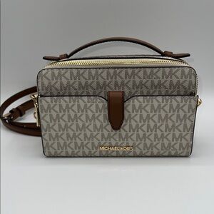 Michael Kors Gray and Brown Crossbody Bag